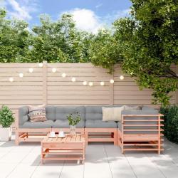 Salon de jardin 6 pcs bois massif douglas alsavelo