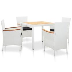 Salon de jardin 5 pcs r&eacute;sine tress&eacute;e blanc