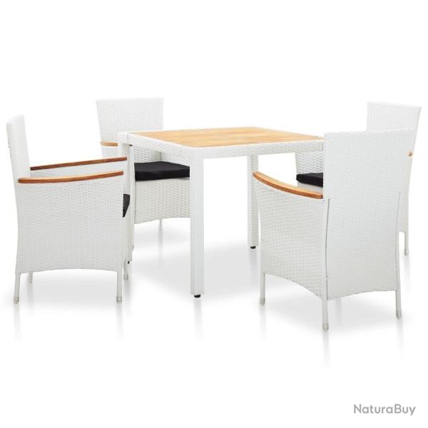 Salon de jardin 5 pcs r�sine tress�e blanc