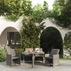 Ensemble &agrave; manger de jardin coussins 5pcs R&eacute;sine tress&eacute;e Gris