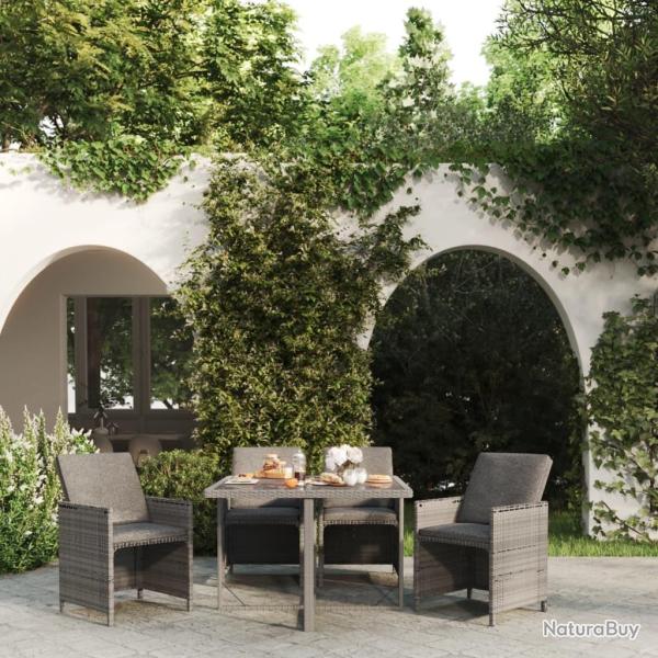 Ensemble � manger de jardin coussins 5pcs R�sine tress�e Gris
