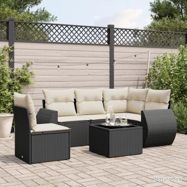Salon de jardin 6 pcs avec coussins noir rsine tresse alsavelo