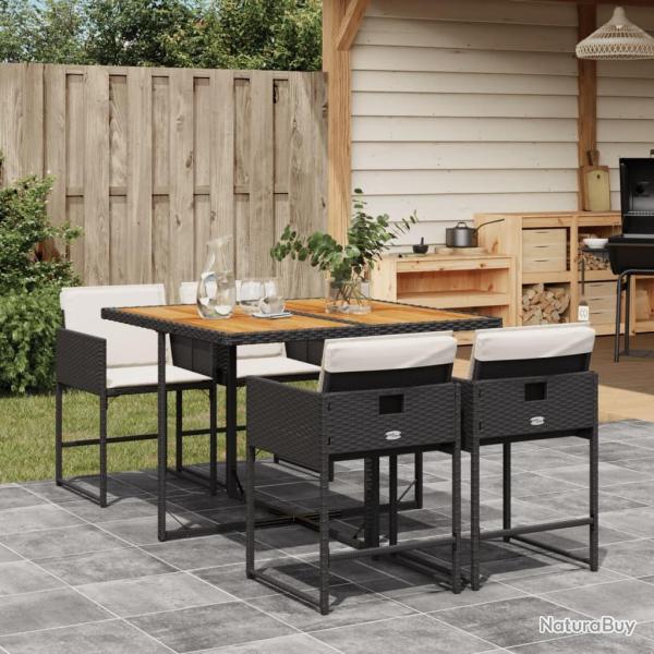 Ensemble � manger de jardin coussins 5pcs Noir R�sine tress�e