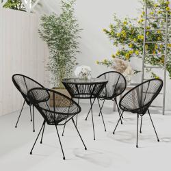 Ensemble &agrave; d&icirc;ner d'ext&eacute;rieur 5 pcs Rotin PVC Noir alsavelo