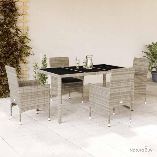 Ensemble � manger de jardin avec coussins 5 pcs rotin et verre