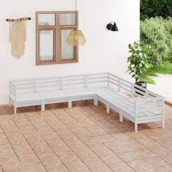 Salon de jardin 7 pcs Bois de pin massif Blanc alsavelo