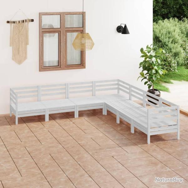 Salon de jardin 7 pcs Bois de pin massif Blanc alsavelo