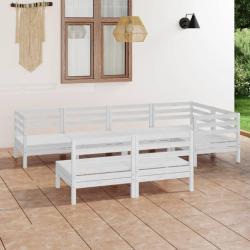 Salon de jardin 7 pcs Bois de pin massif Blanc alsavelo