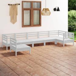 Salon de jardin 7 pcs Bois de pin massif Blanc alsavelo