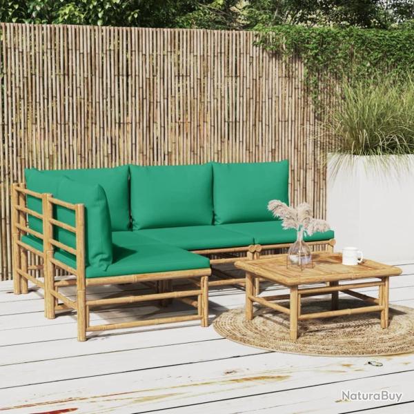 Salon de jardin 5 pcs avec coussins vert bambou alsavelo