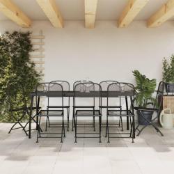 Ensemble &agrave; manger de jardin 9 pcs anthracite m&eacute;tal maille