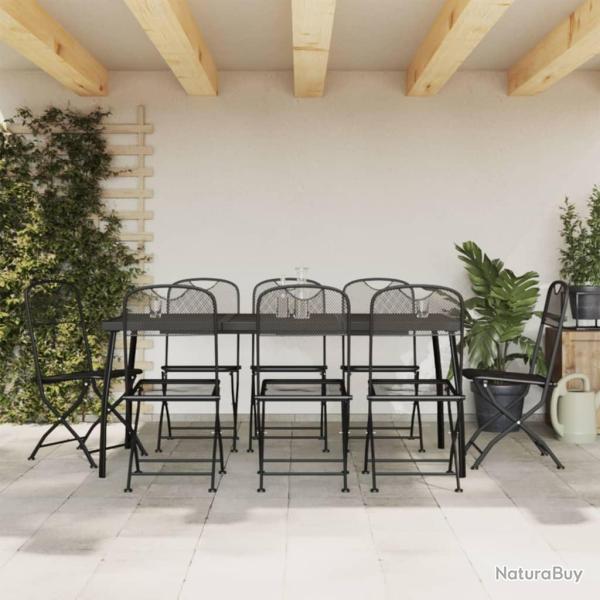 Ensemble � manger de jardin 9 pcs anthracite m�tal maille alsavelo
