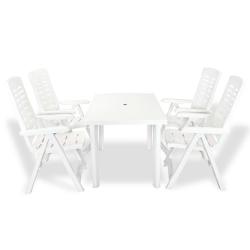 Mobilier &agrave; manger d'ext&eacute;rieur 5 pcs Plastique Blanc alsavelo