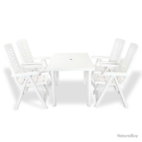 Mobilier � manger d'ext�rieur 5 pcs Plastique Blanc alsavelo