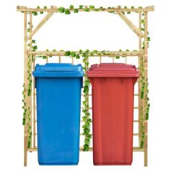 Pergola de jardin pour poubelles doubles Bois de pin impr&eacute;gn&eacute;