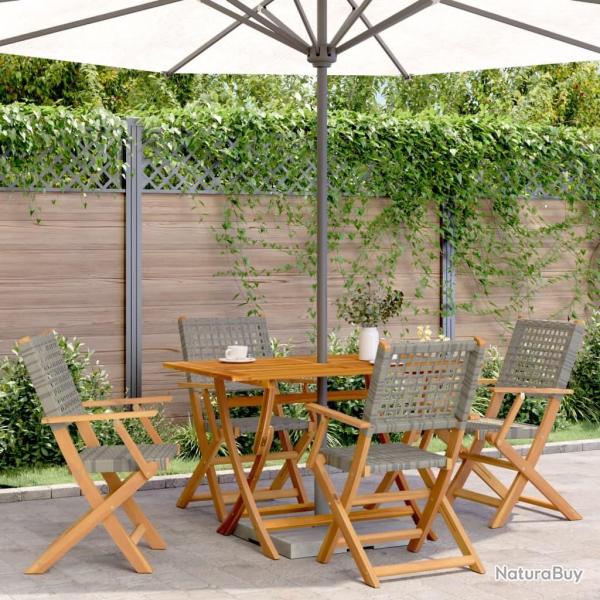 Ensemble � manger de jardin 5 pcs r�sine tress�e et bois massif