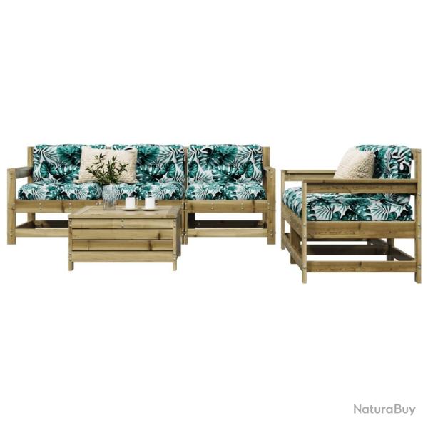 Salon de jardin 6 pcs bois de pin impr�gn� alsavelo