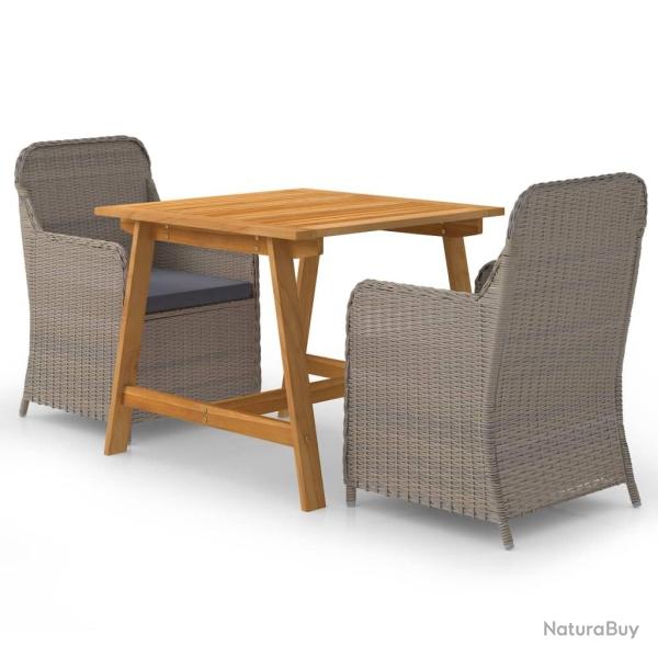 Ensemble � manger de jardin 3 pcs Marron alsavelo