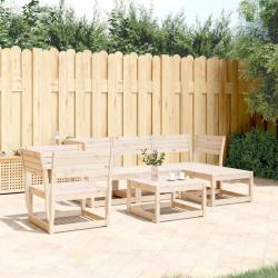 Salon de jardin 5 pcs bois massif de pin alsavelo