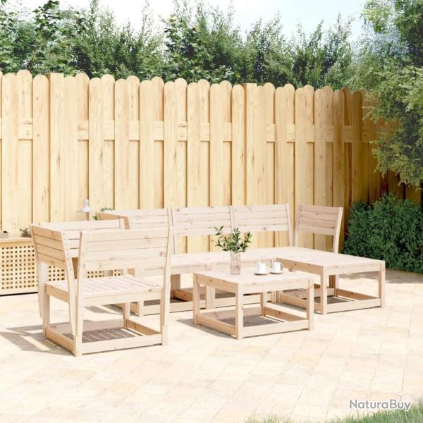 Salon de jardin 5 pcs bois massif de pin alsavelo