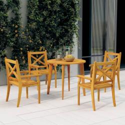 Ensemble &agrave; manger de jardin 5 pcs Bois d'acacia solide