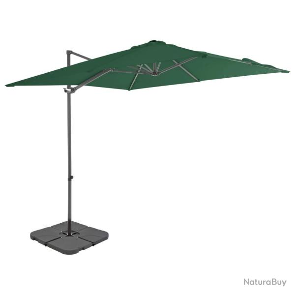 Parasol de jardin avec base portable vert alsavelo