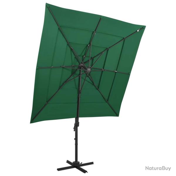 Parasol de jardin  4 niveaux avec mt en aluminium vert alsavelo