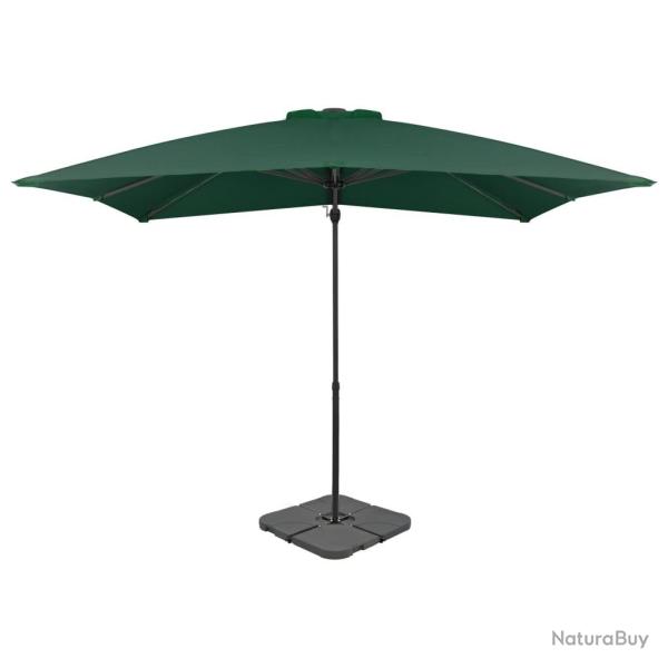 Parasol de jardin avec base portable vert alsavelo