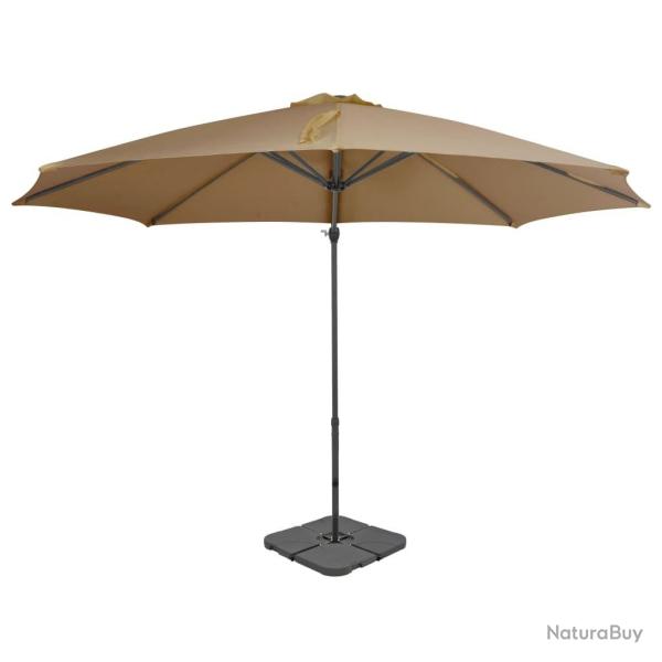 Parasol de jardin avec base portable taupe alsavelo