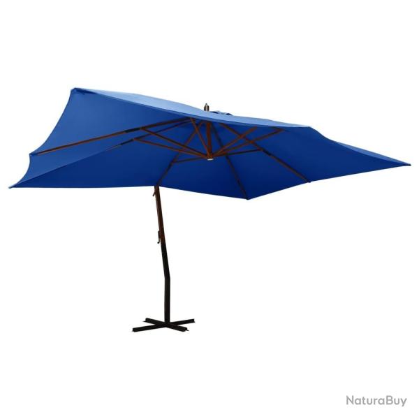 Parasol de jardin en porte--faux avec mt en bois bleu azur alsavelo