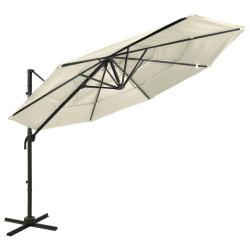 Parasol de jardin &agrave; 4 niveaux avec m&acirc;t en aluminium sable