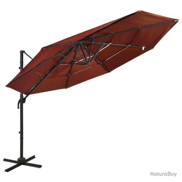 Parasol de jardin � 4 niveaux avec m�t en aluminium terre cuite
