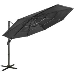 Parasol de jardin &agrave; 4 niveaux avec m&acirc;t en aluminium anthracite