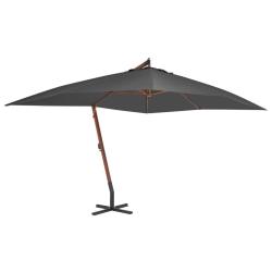 Parasol de jardin en porte-&agrave;-faux avec m&acirc;t en bois anthracite