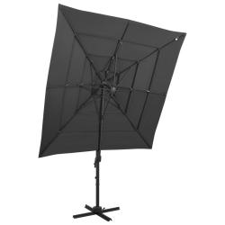 Parasol de jardin &agrave; 4 niveaux avec m&acirc;t en aluminium anthracite