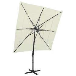 Parasol de jardin &agrave; 4 niveaux avec m&acirc;t en aluminium sable