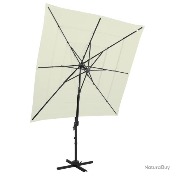 Parasol de jardin � 4 niveaux avec m�t en aluminium sable
