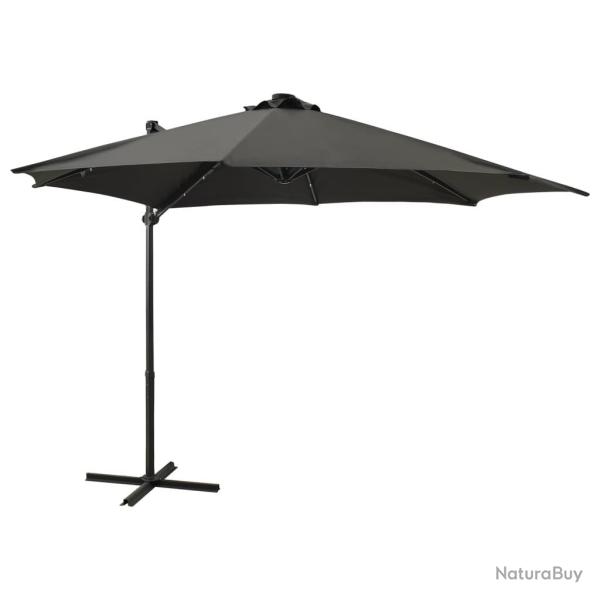 Parasol de jardin en porte-�-faux avec m�t et lumi�res LED alsavelo