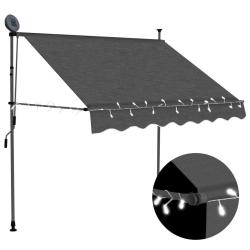 Auvent manuel r&eacute;tractable avec LED 150 cm Anthracite