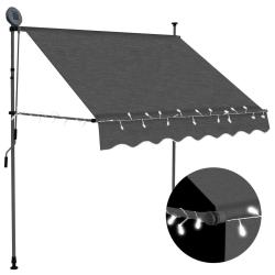 Auvent manuel r&eacute;tractable avec LED 100 cm Anthracite
