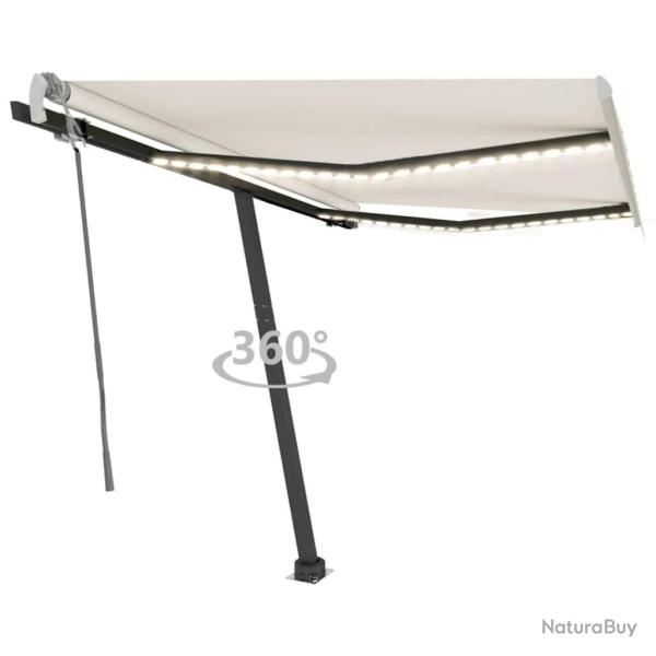 Auvent manuel r�tractable avec LED 300x250 cm Cr�me alsavelo