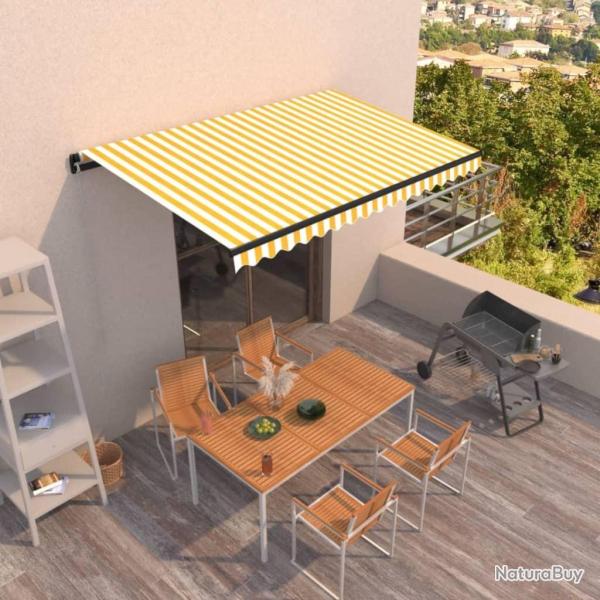 Auvent manuel r�tractable 400x350 cm Jaune et blanc