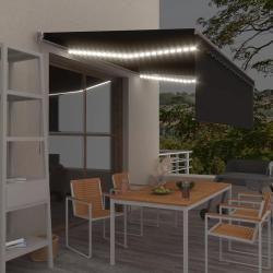 Auvent manuel r&eacute;tractable et store et LED 4x3 m Anthracite alsavelo
