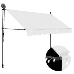 Auvent manuel r&eacute;tractable avec LED 300 cm Cr&egrave;me