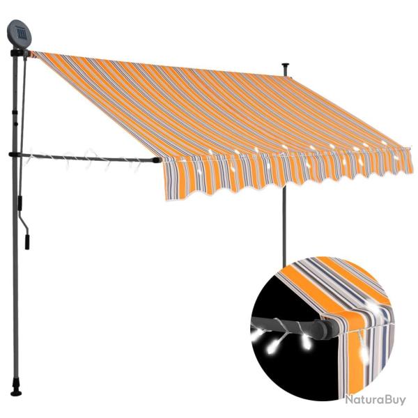 Auvent manuel r�tractable avec LED 300 cm Jaune et bleu