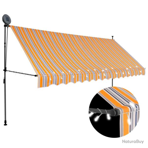 Auvent manuel r�tractable avec LED 350 cm Jaune et bleu