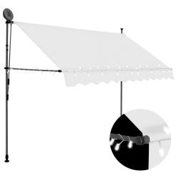 Auvent manuel r&eacute;tractable avec LED 250 cm Cr&egrave;me