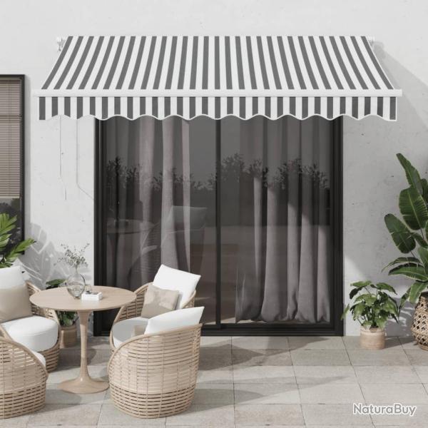 Auvent manuel r�tractable anthracite et blanc 300x250 cm alsavelo