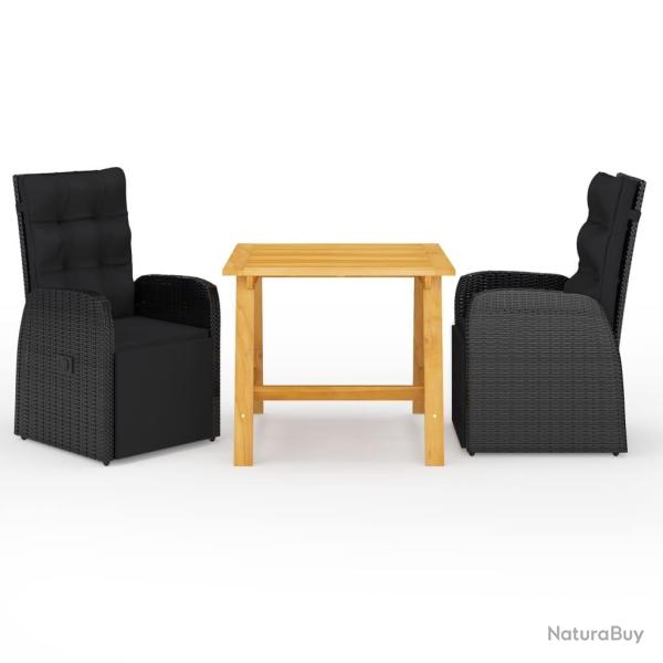 Ensemble � manger de jardin 3 pcs Noir