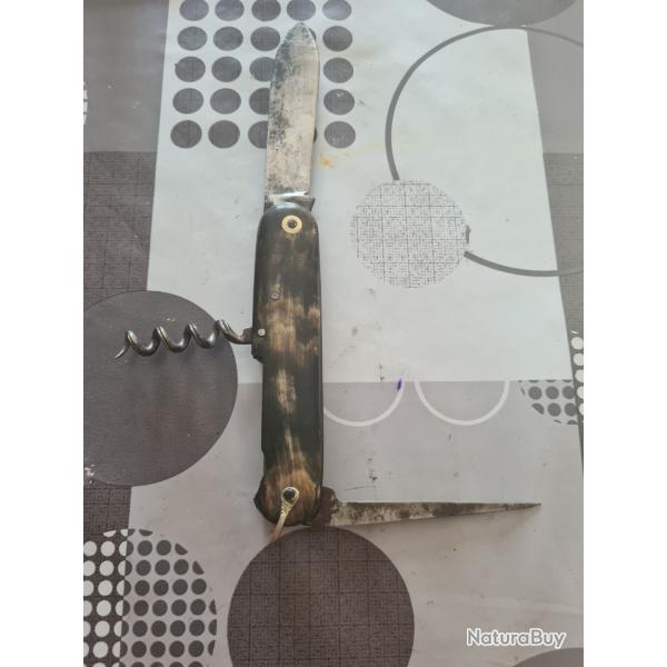 ANCIEN COUTEAU PLIANT de " BERGER " VERITABLE " JUNIET " 3 OUTILS